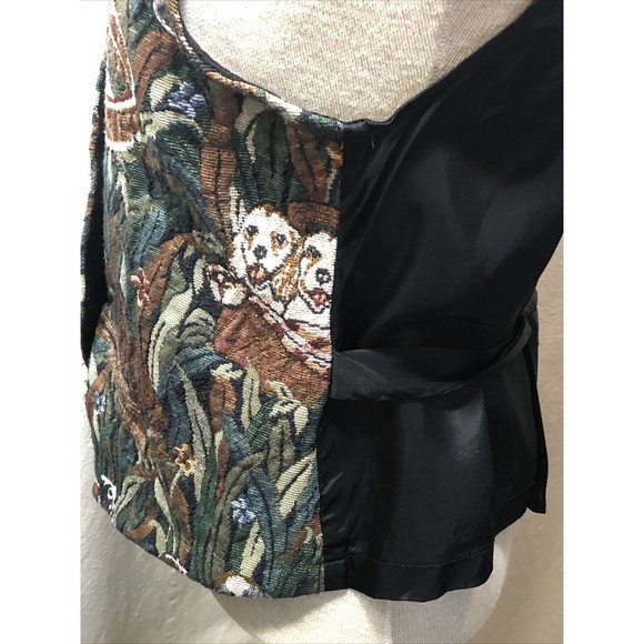 CABIN CREEK Vest Tapestry Puppy Dog Equestrian Hunting Size Med Petite Women's - Picture 12 of 15